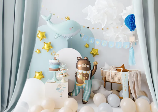 XL Folieballon Figur - Bär mit Mond - 72cm x104 cm